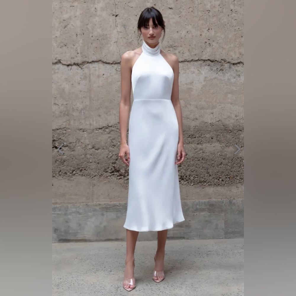 Jenny Yoo “Nicolette” Ivory Silk Midi Dress (size 2)